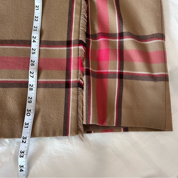EVAN PICONE Vtg 90s Tartan Plaid Wrap Midi Skirt Belt Loops Tan Pink Size 10 - Picture 11 of 11